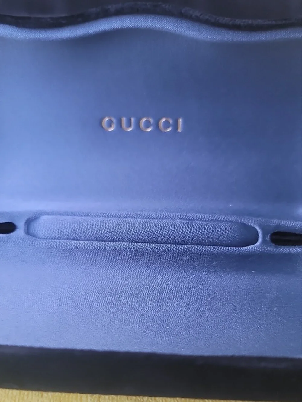 Gucci Blue Eyewear Case with Black Drawstring Pouch